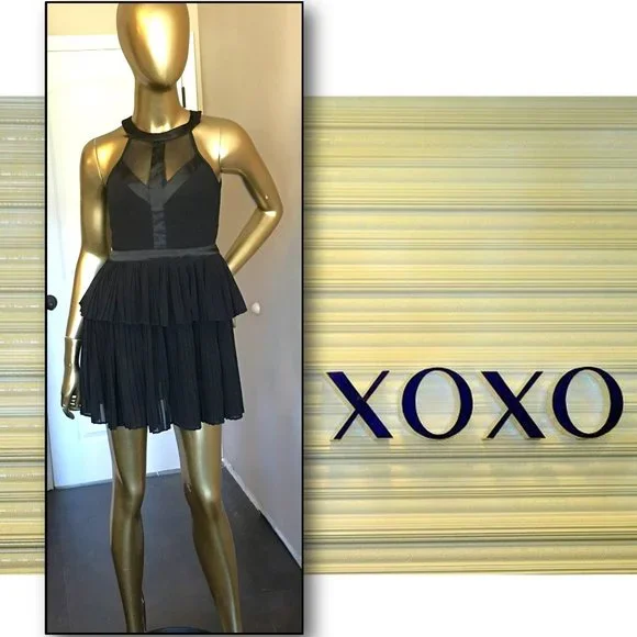 Xoxo Dresses | Xoxo Heartbreaker Black Illusion Mini Pleated Cocktail Dress | Color: Black | Size: 0 | Mela9's Closet